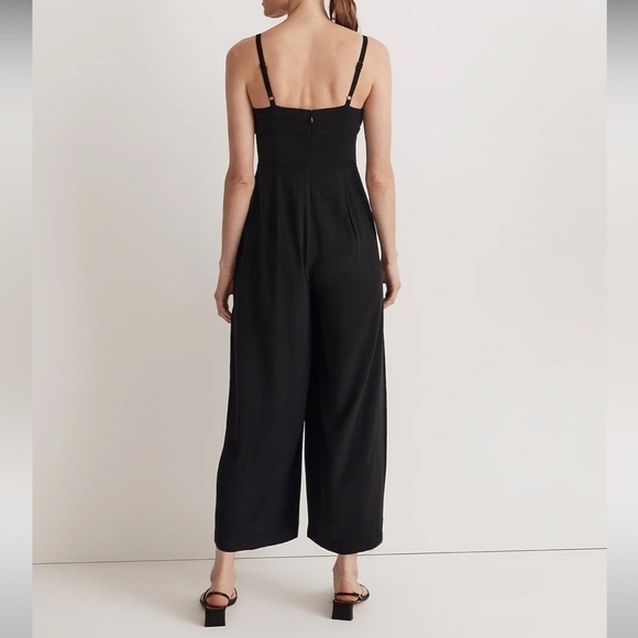 Madewell Square Neck Wide Leg Sleeveless Jumpsuit NM489 Black 4 - Picture 3 of 7